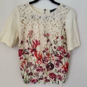 Anthropologie Sunday in Brooklyn floral lace top